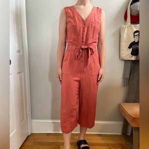 Linen coral jumpsuit from Target, size small